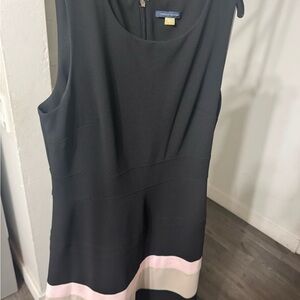 BRAND NEW! Tommy Hilfiger Black Pink Nude Striped A-line Swing Dress - size 12